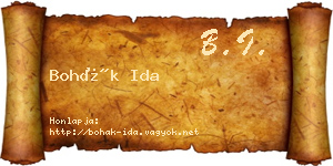 Bohák Ida névjegykártya